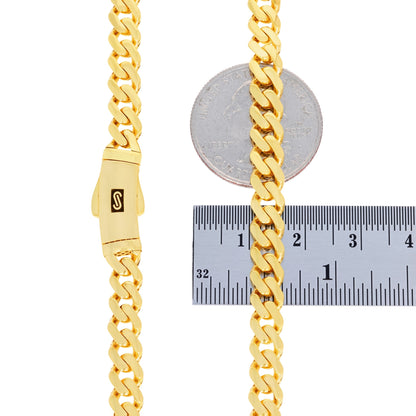 14K Real Yellow Gold Royal Monaco 6Mm Miami Cuban Link Bracelet (7"-9") Italian Jewelry for Men & Women