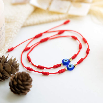 7 Knot Evil Eye Bracelet Red String Bracelets Protection Mommy and Me Matching Bracelet Set Amulet for Women Girls/Boys