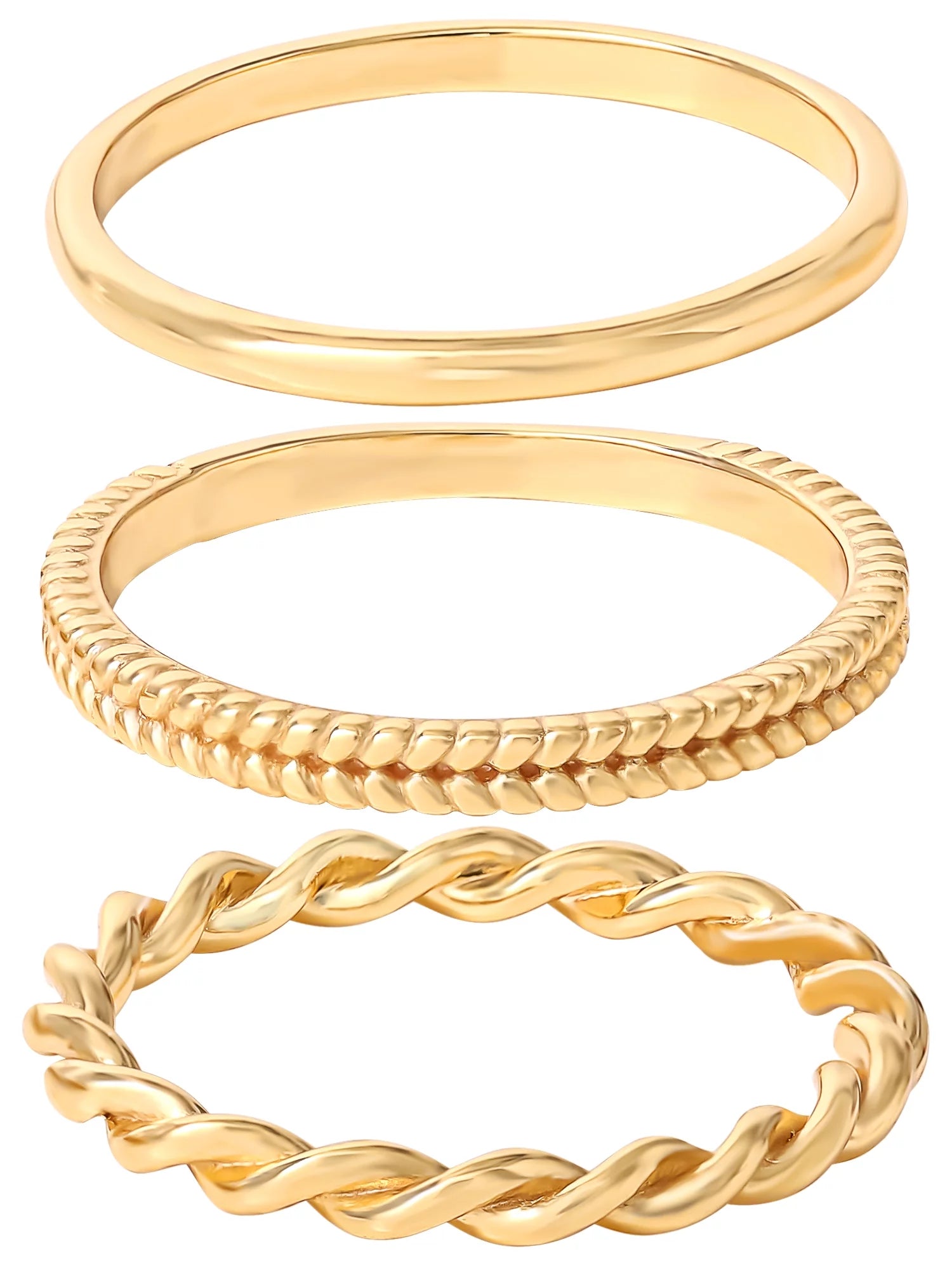 Women’S 14KT Gold Plated Sterling Silver 3 Piece Ring Set