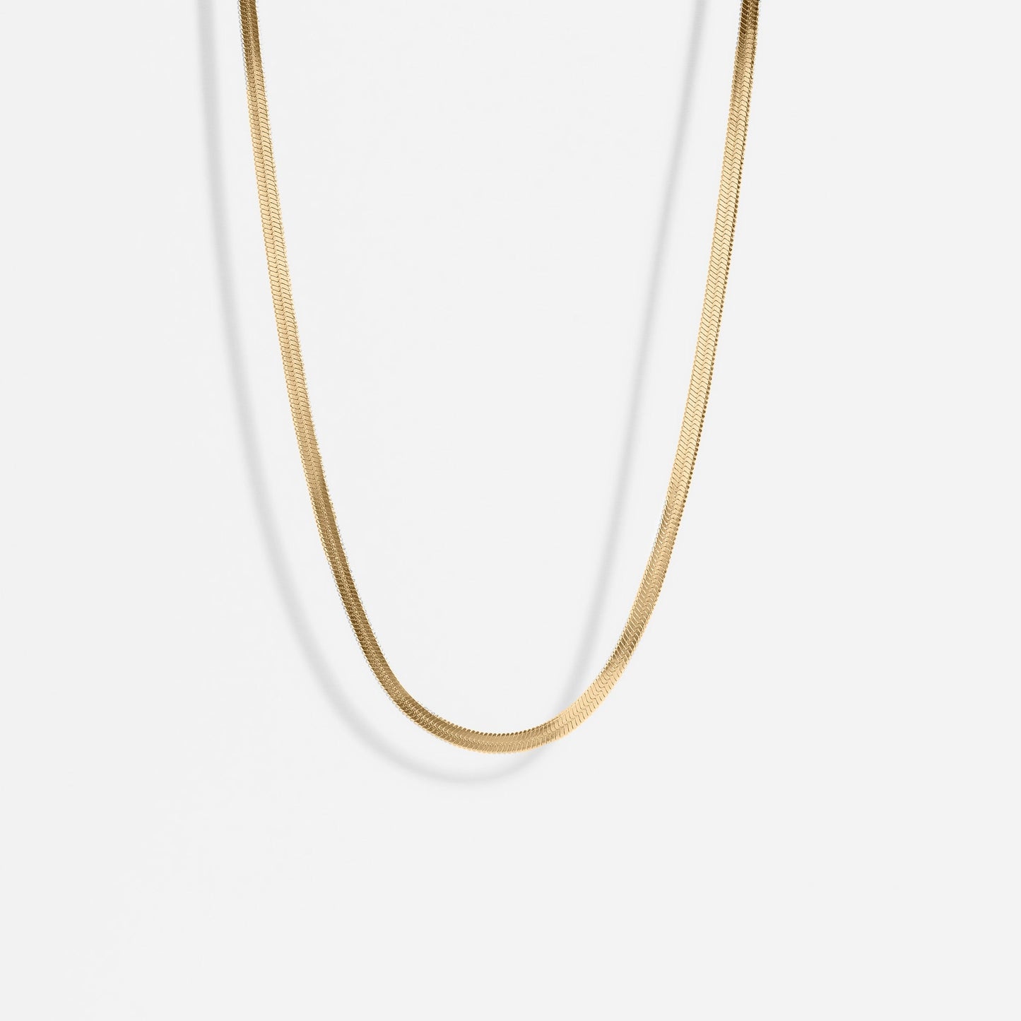 18K Gold PVD Stainless Steel Herringbone Chain Necklace / CHN9771