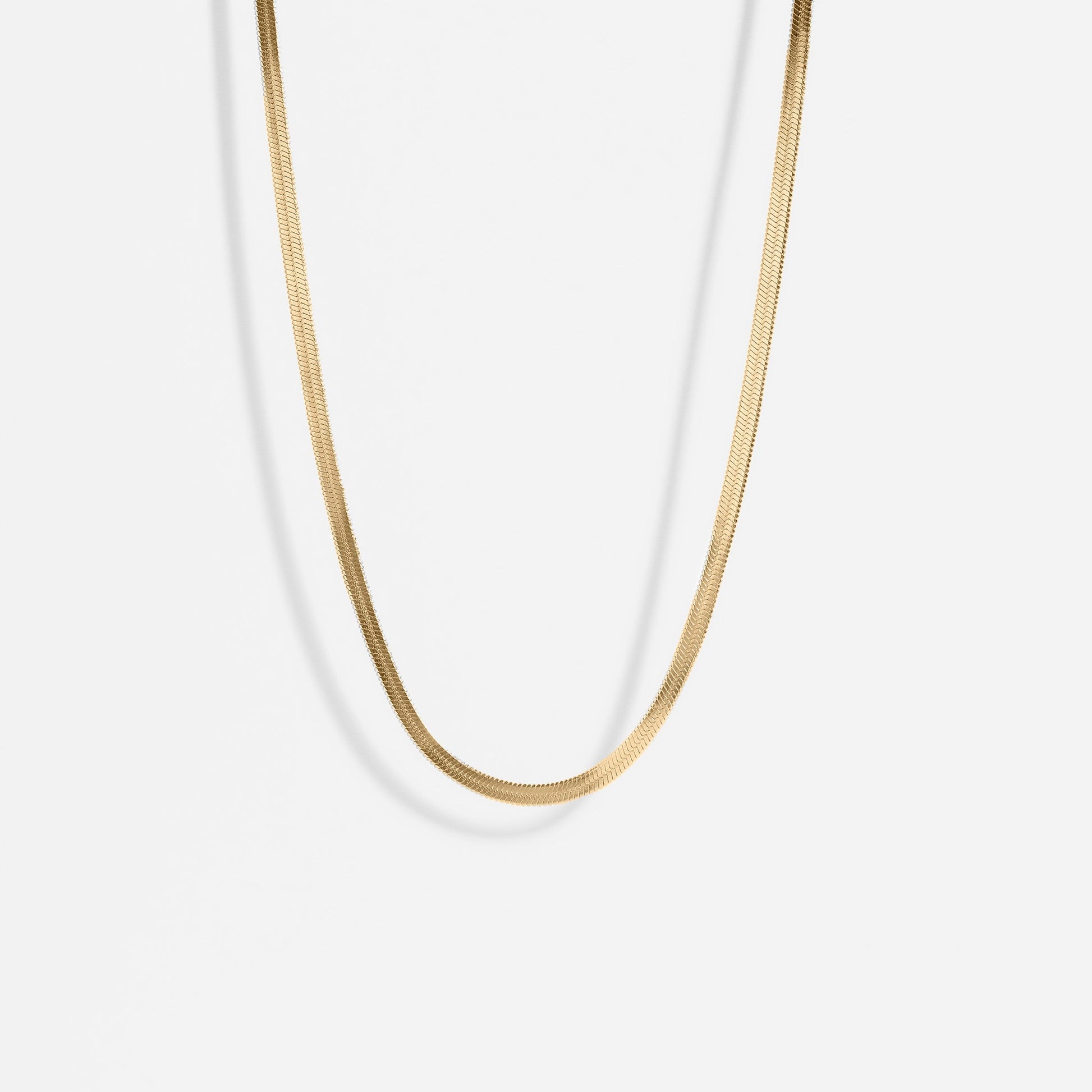 18K Gold PVD Stainless Steel Herringbone Chain Necklace / CHN9771