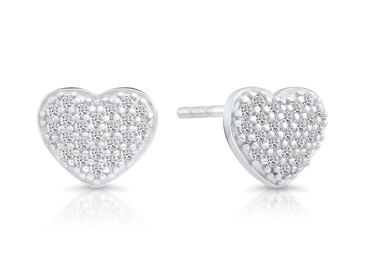 Dainty Heart Earrings, Heart Cz Studs in Sterling Silver, Simple Small Heart Studs, Minimalist Everyday Earrings