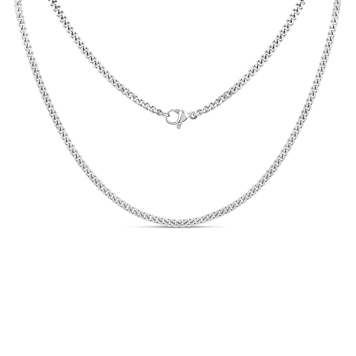 Men'S Silver Cross Necklace & Pendant - Cuban Link Chain Necklace for Man - Minimalist Silver Stainless Steel Cross - Engraved - Waterproof