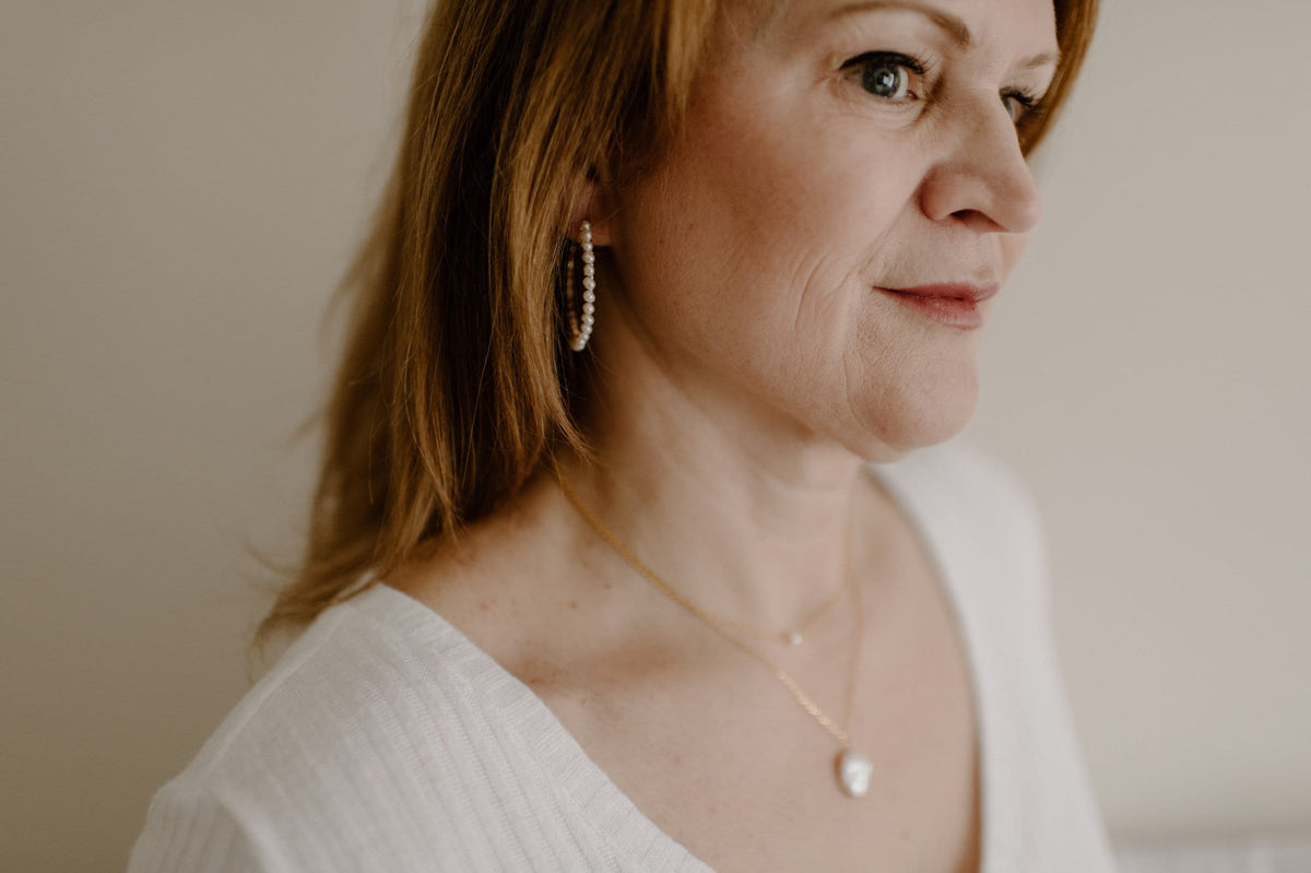 Statement Pearl Hoop Earrings: Gold Plated 925 Sterling Silver