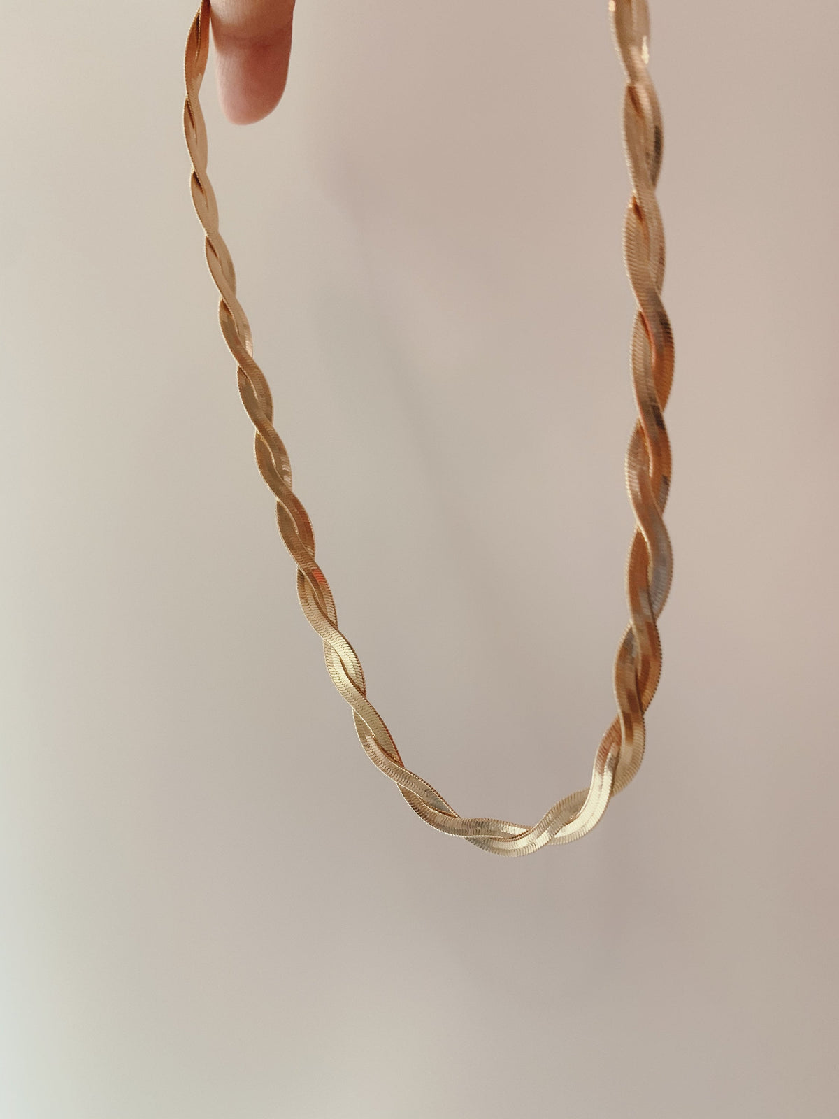 18K Gold Herringbone Double Chain Necklace