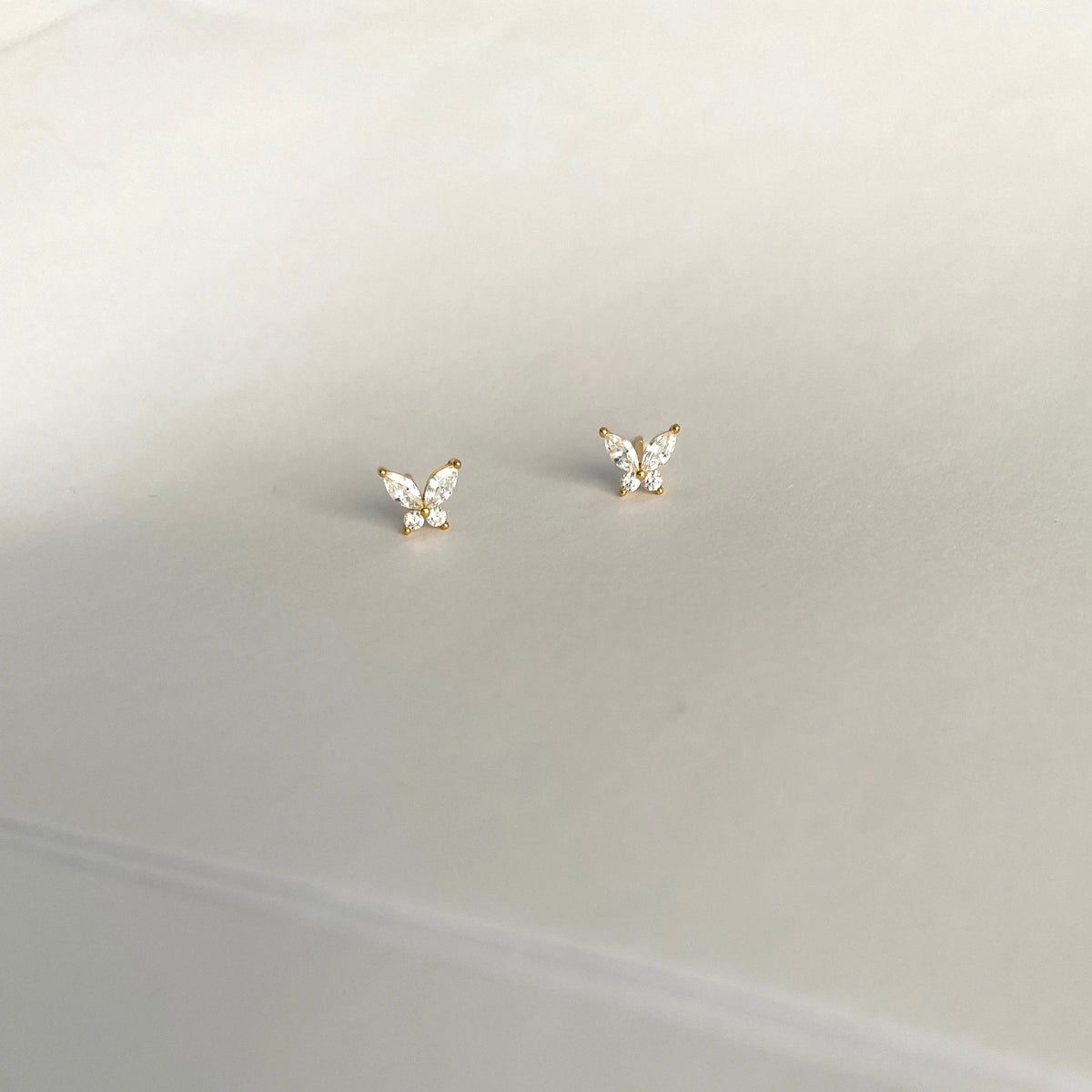 Butterfly Stud Earrings in Sterling Silver - Tiny CZ Butterfly Earrings - Dainty Earrings - Minimalist Earrings - Tiny Gold Stud Earrings