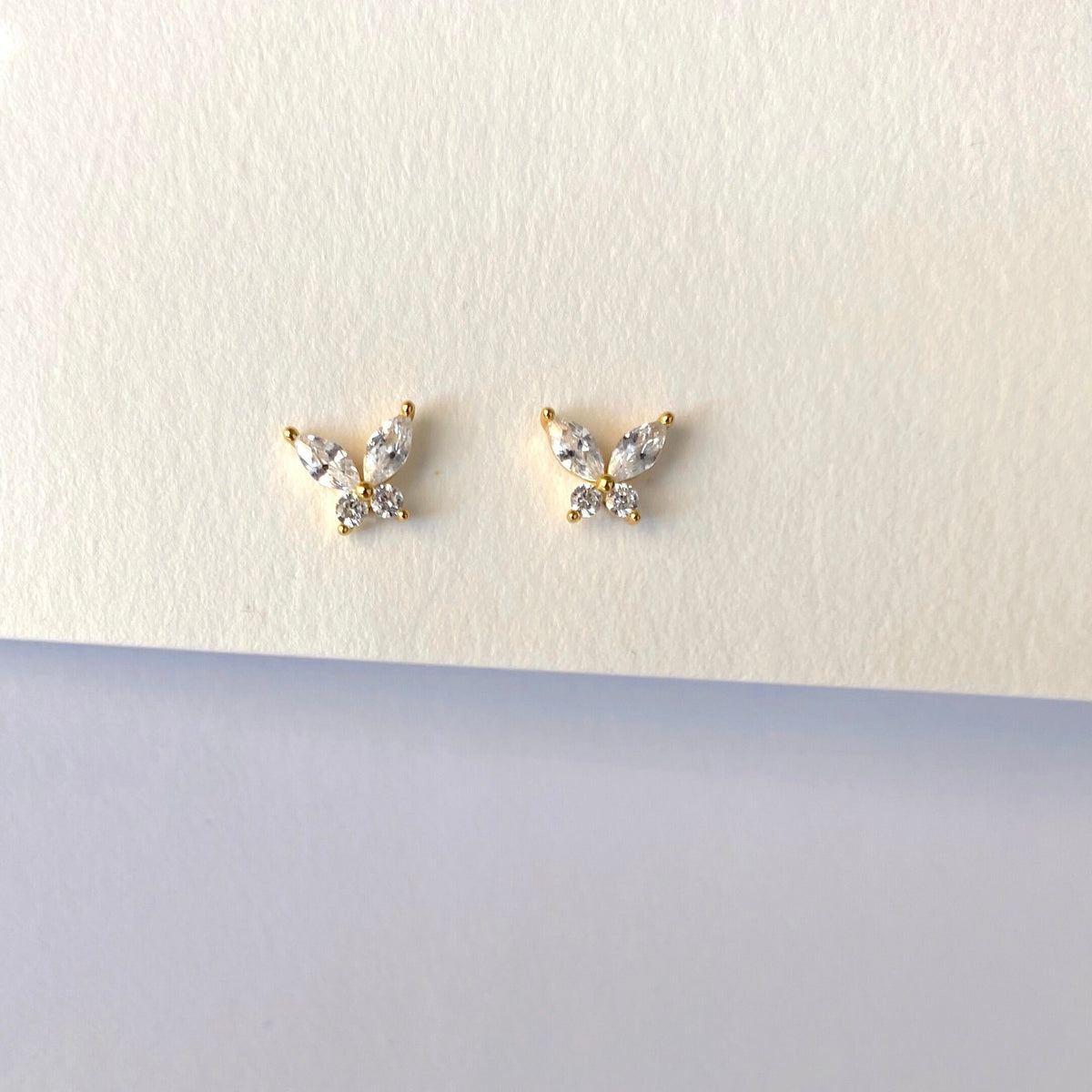 Butterfly Stud Earrings in Sterling Silver - Tiny CZ Butterfly Earrings - Dainty Earrings - Minimalist Earrings - Tiny Gold Stud Earrings