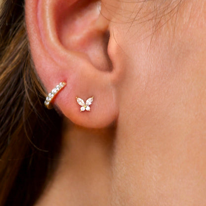 18K Gold-Plated Sterling Silver Butterfly Stud Earrings
