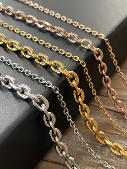Stainless Steel Silver Curb Chain Necklace