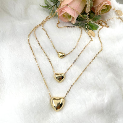 Gold Plated Puffy Heart Necklace: Dainty Valentine'S Gift