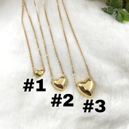 Gold Plated Puffy Heart Necklace: Dainty Valentine'S Gift