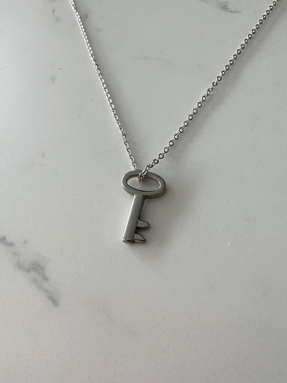 Stainless Steel Silver Key Matching Necklaces– Set of 2