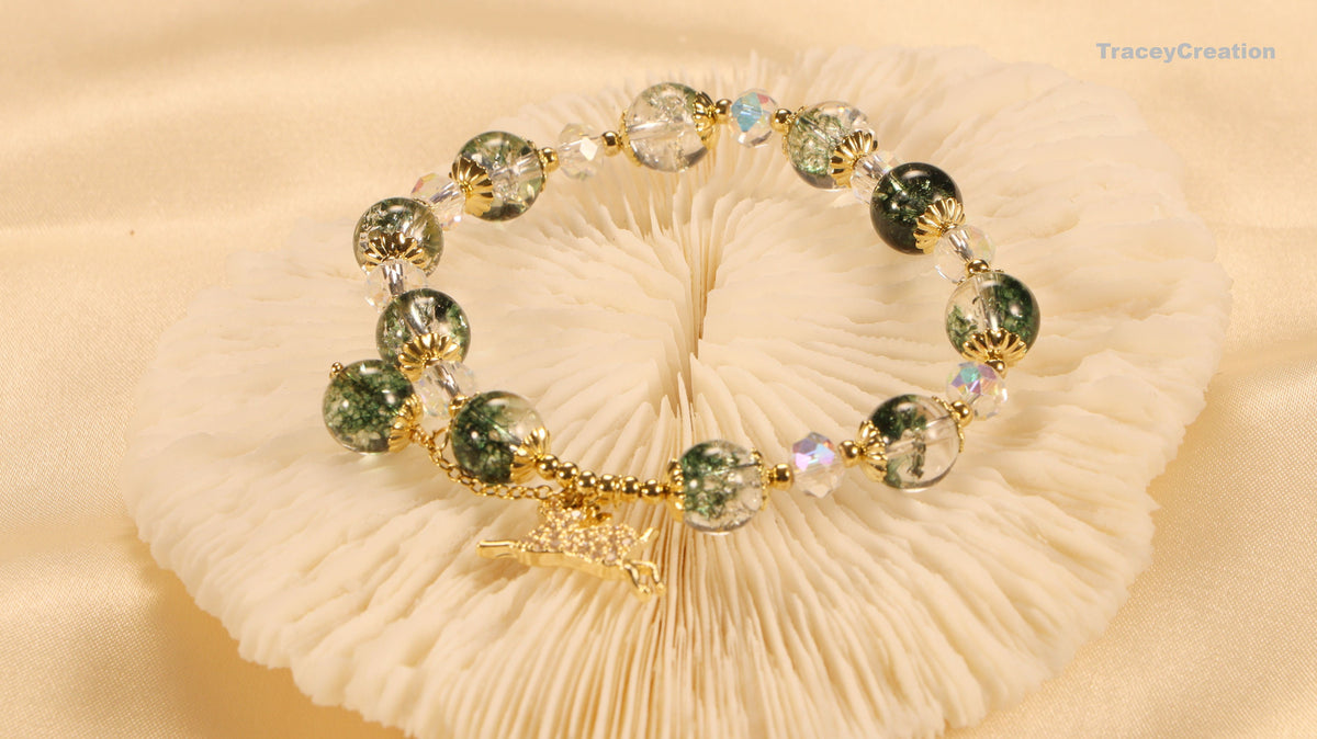 Forest Girl Crystal Bracelet with Deer Charm,Women Lucky Friendship Bracelet