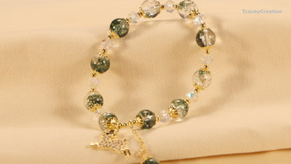 Forest Girl Crystal Bracelet with Deer Charm,Women Lucky Friendship Bracelet