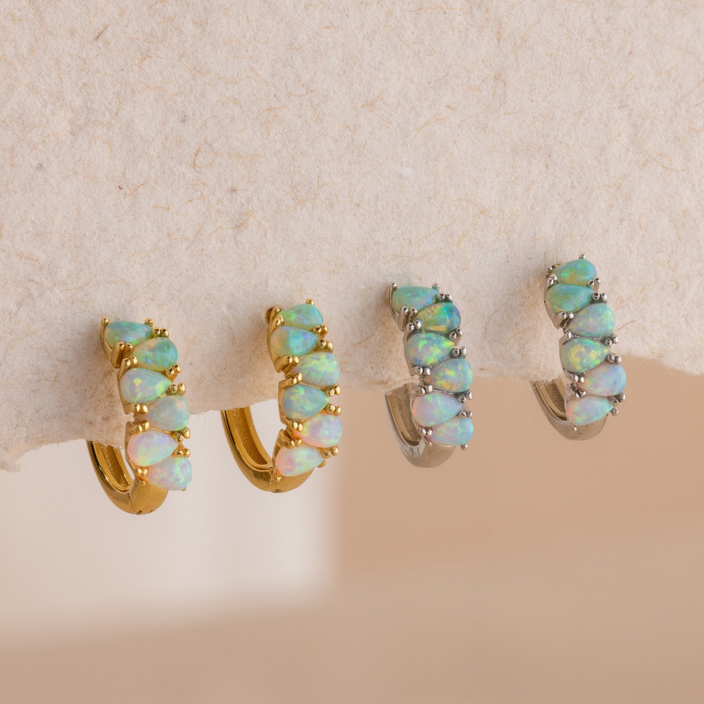 Dainty Ombre Opal Earrings by Caitlyn Minimalist • Opal Teardrop Huggies • Gemstone Hoop Earrings • Silver Jewelry • Gift for Mom • ER556