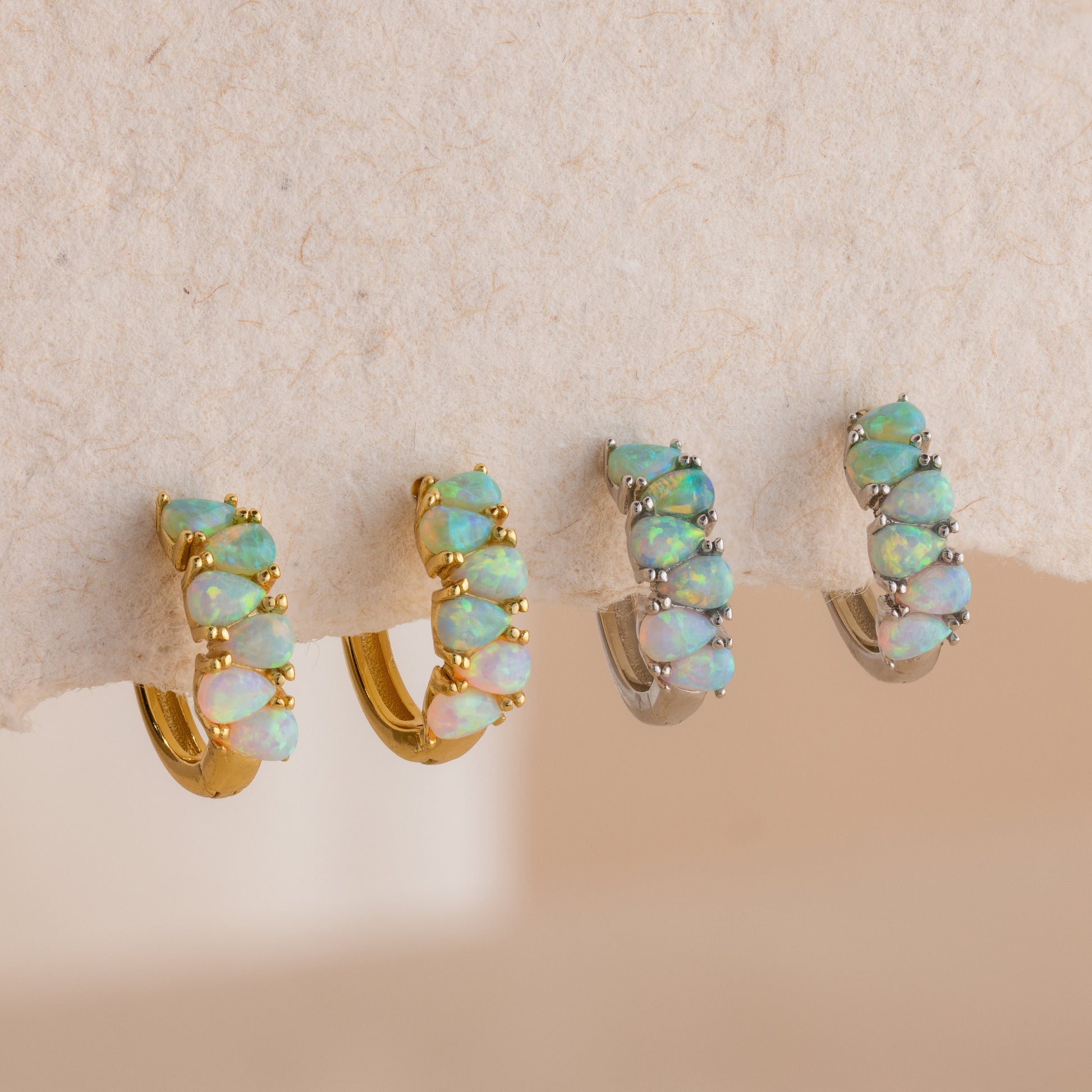 Dainty Ombre Opal Earrings by Caitlyn Minimalist • Opal Teardrop Huggies • Gemstone Hoop Earrings • Silver Jewelry • Gift for Mom • ER556
