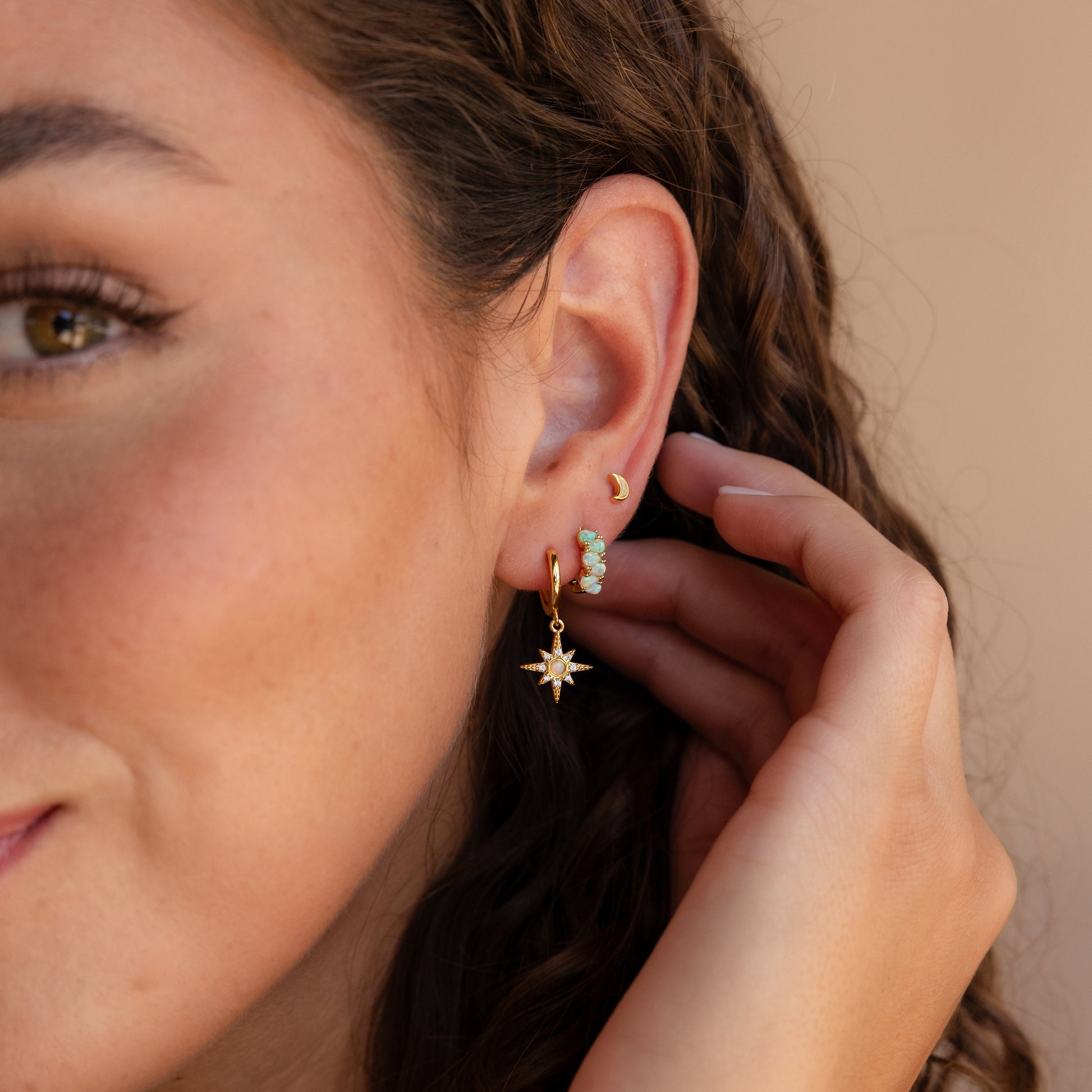 Dainty Ombre Opal Earrings by Caitlyn Minimalist • Opal Teardrop Huggies • Gemstone Hoop Earrings • Silver Jewelry • Gift for Mom • ER556