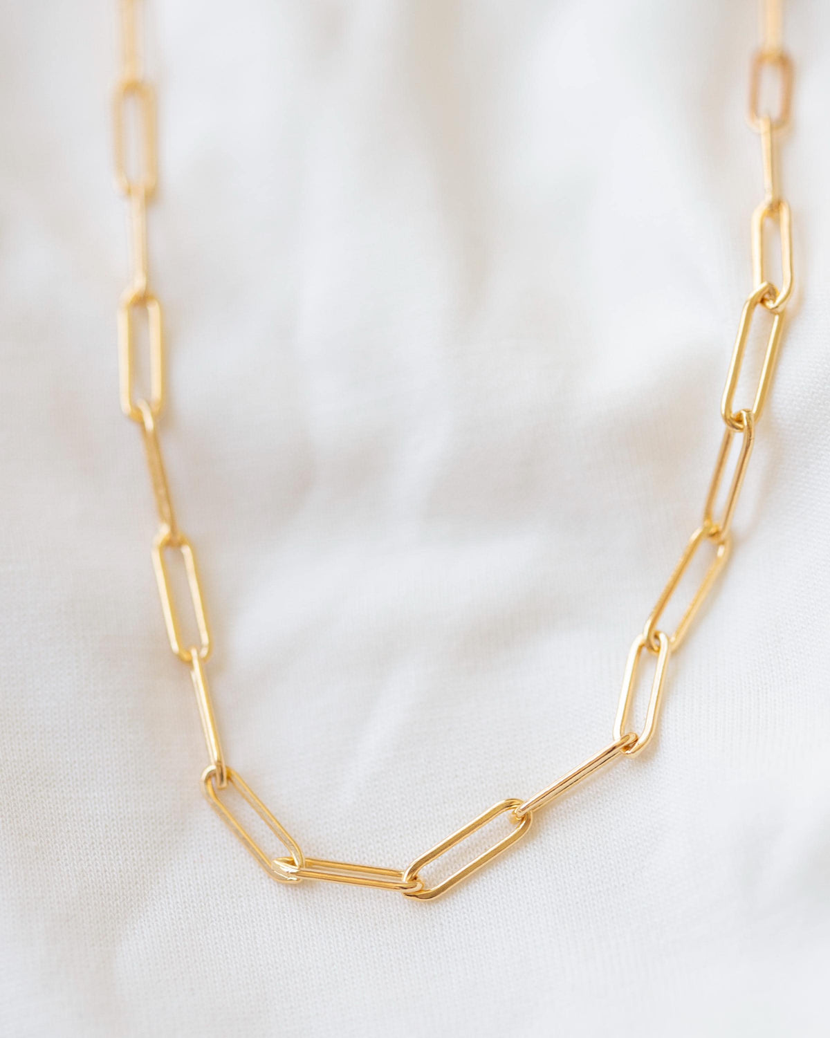 Gold Paperclip Link Chain Necklace / Paper Clip Chain Necklace in Sterling Silver or 14K Gold Filled
