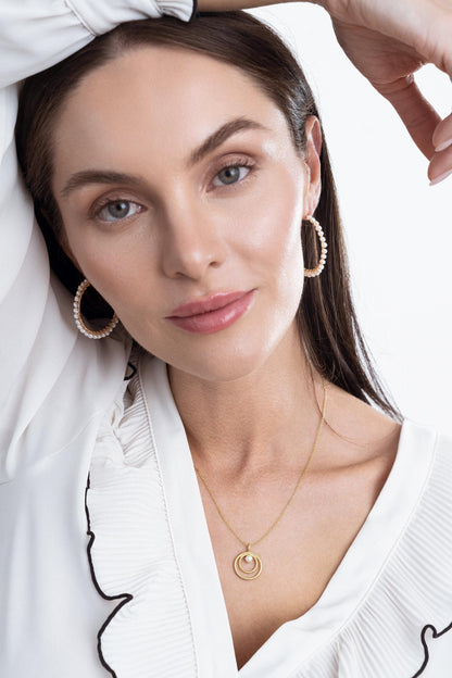 Statement Pearl Hoop Earrings: Gold Plated 925 Sterling Silver