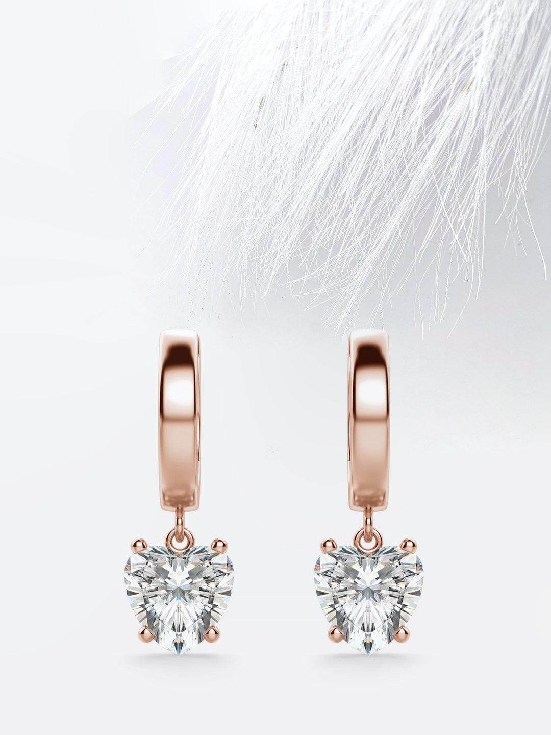 Moissanite Earrings, Heart Cut Huggies, Minimalist Charm | 925 Sterling Silver | 0.25-0.90 Ct Each
