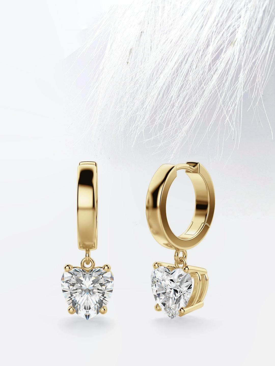 Moissanite Earrings, Heart Cut Huggies, Minimalist Charm | 925 Sterling Silver | 0.25-0.90 Ct Each