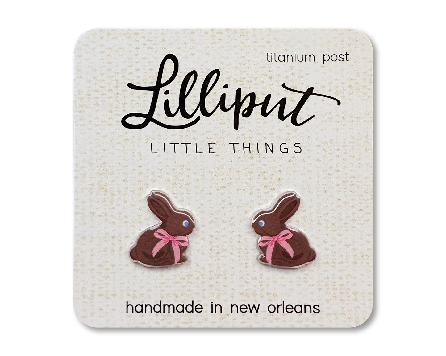 Chocolate Easter Bunny Earrings // Easter Earrings // Chocolate Bunny Studs // Kids Easter Earrings // Easter Basket Gift // Quirky Earrings