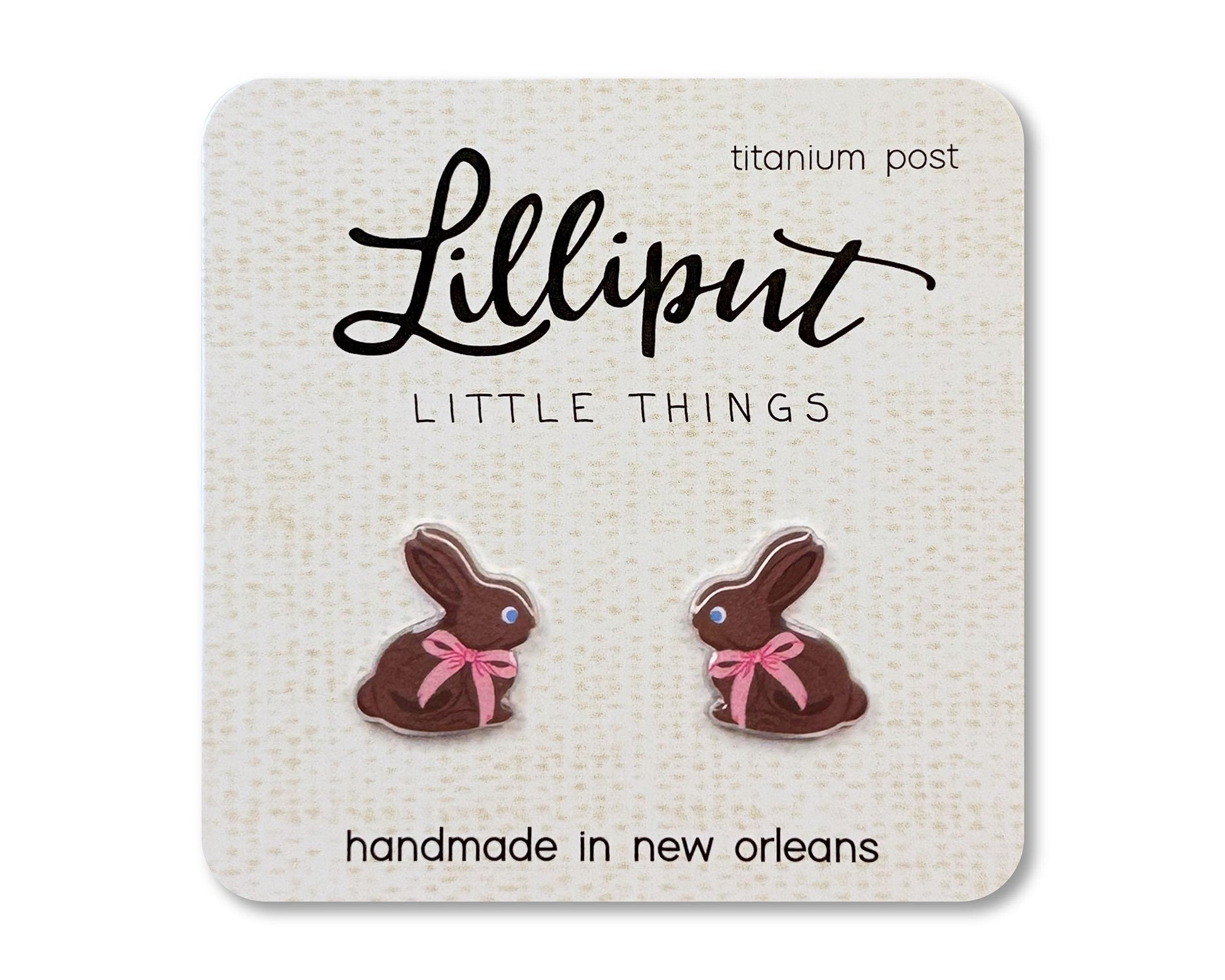 Chocolate Easter Bunny Earrings // Easter Earrings // Chocolate Bunny Studs // Kids Easter Earrings // Easter Basket Gift // Quirky Earrings