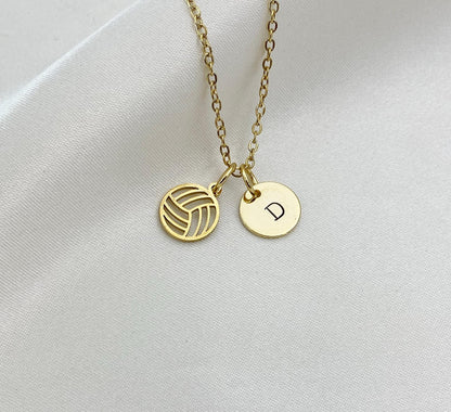 Gold-Tone Stainless Steel Volleyball Charm Necklace