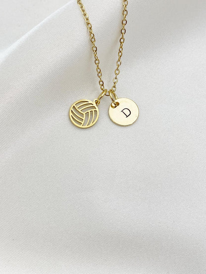 Gold-Tone Stainless Steel Volleyball Charm Necklace