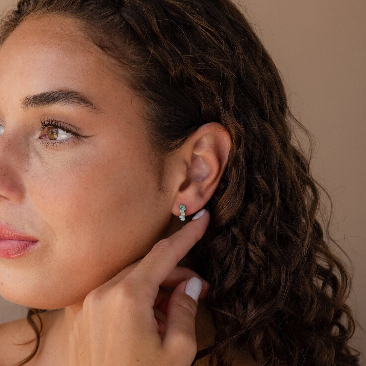 Dainty Ombre Opal Earrings by Caitlyn Minimalist • Opal Teardrop Huggies • Gemstone Hoop Earrings • Silver Jewelry • Gift for Mom • ER556