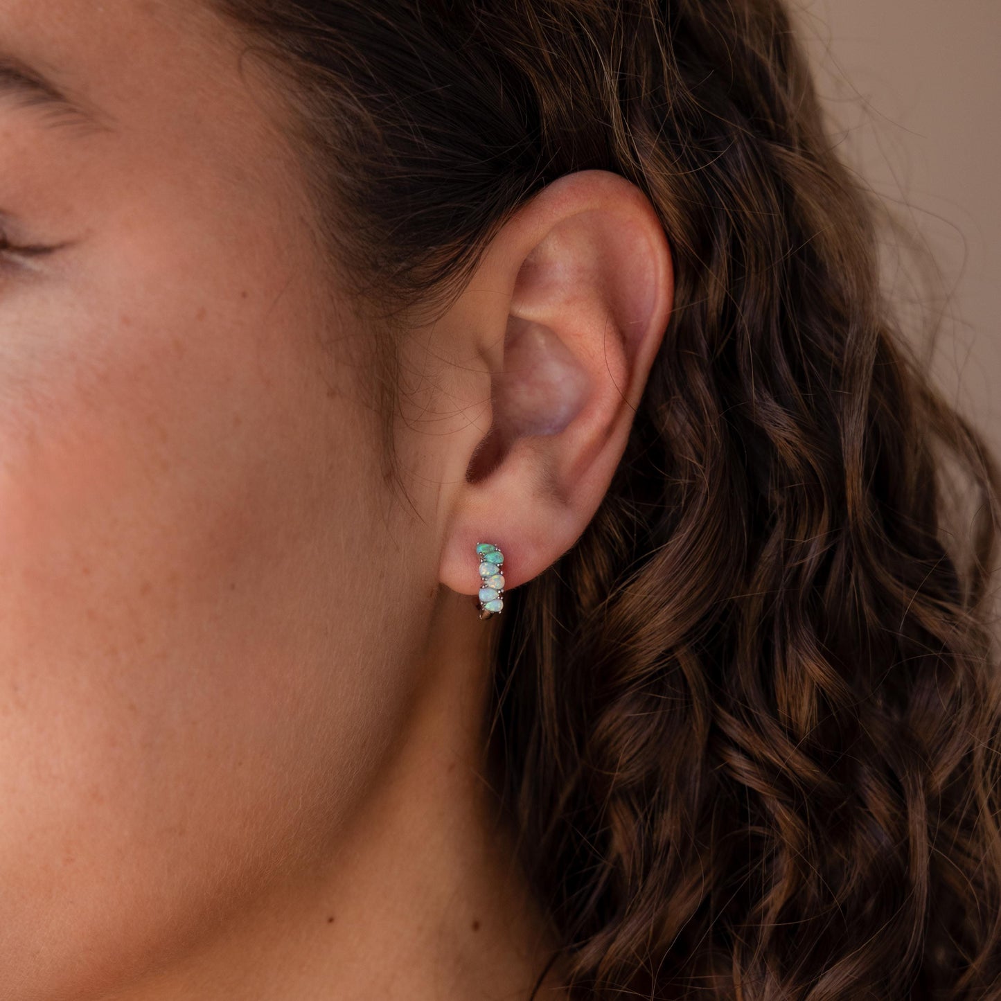 Dainty Ombre Opal Earrings by Caitlyn Minimalist • Opal Teardrop Huggies • Gemstone Hoop Earrings • Silver Jewelry • Gift for Mom • ER556