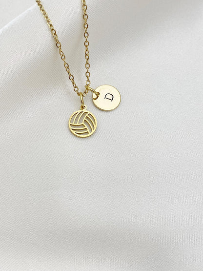 Gold-Tone Stainless Steel Volleyball Charm Necklace