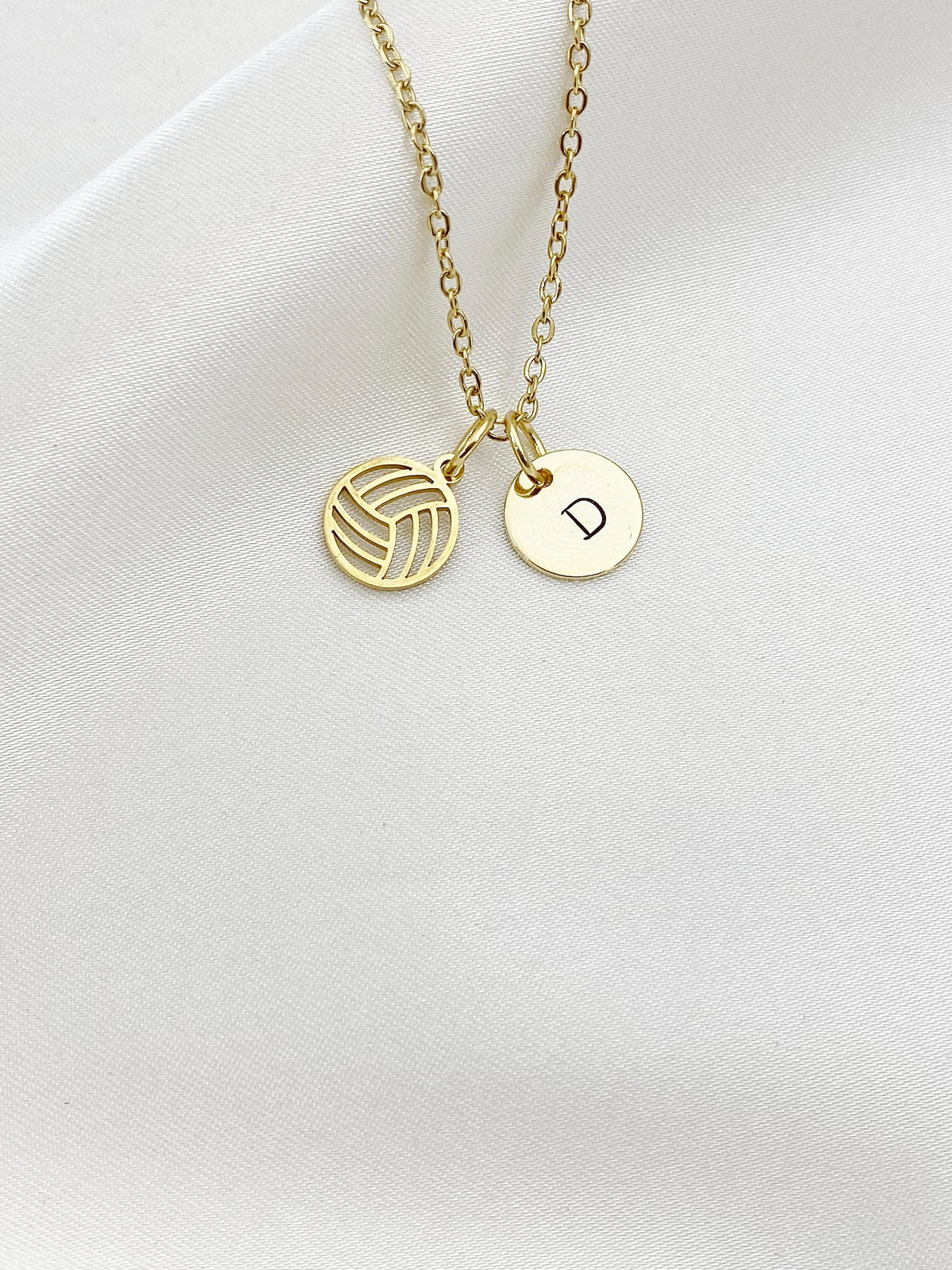 Gold-Tone Stainless Steel Volleyball Charm Necklace