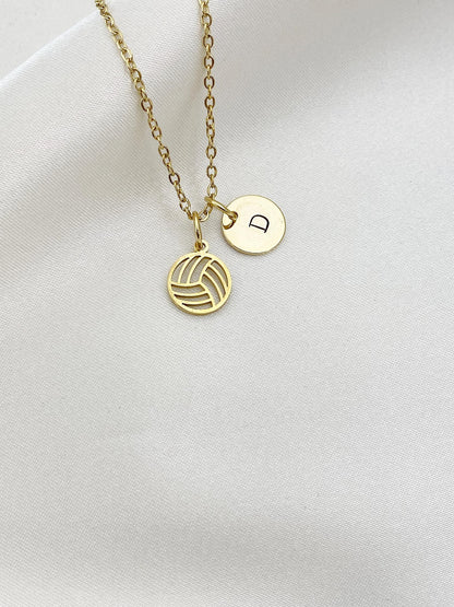Gold-Tone Stainless Steel Volleyball Charm Necklace