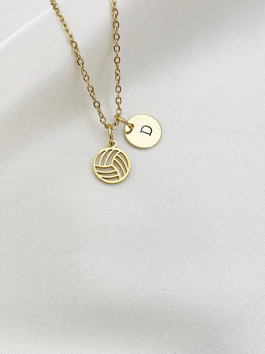 Gold-Tone Stainless Steel Volleyball Charm Necklace