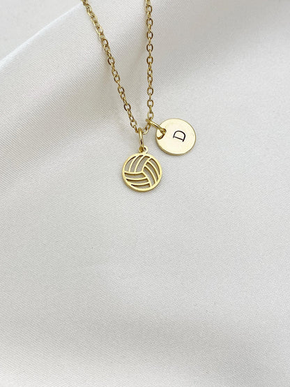 Gold-Tone Stainless Steel Volleyball Charm Necklace