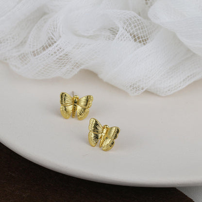 Women’s Gold Plated Butterfly Stud Earrings– 9 × 12mm