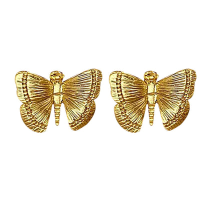 Women’s Gold Plated Butterfly Stud Earrings– 9 × 12mm