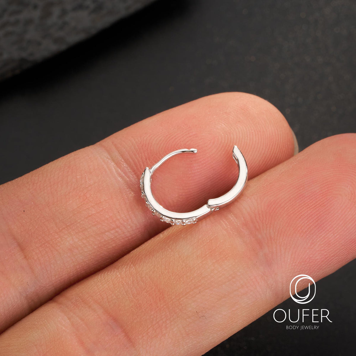 Pair of 925 Sterling Silver CZ Pave Huggie Hoop Earrings | 20G 6–9Mm Silver Earring | Everyday Hypoallergenic Earrings | Standard Lobe Fit
