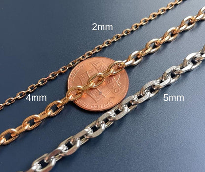 Stainless Steel Silver Curb Chain Necklace