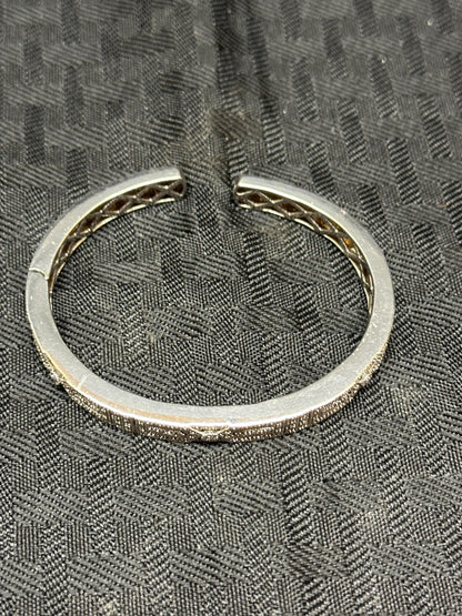 Vintage Judith Jack Diamond Filigree Cuff Bracelet– 925 Sterling Silver