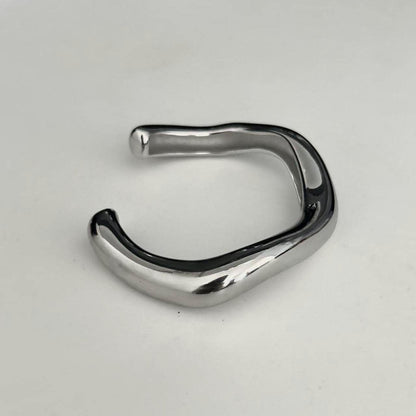 Chunky Silver Cuff Bracelet– Stainless Steel Y2K Grunge Style