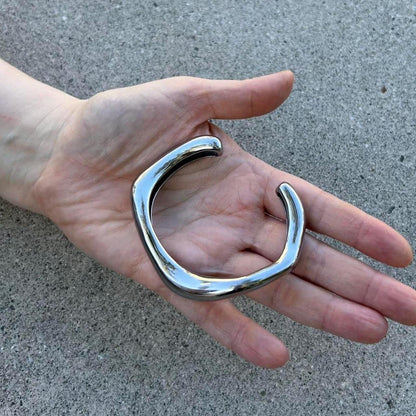 Chunky Silver Cuff Bracelet– Stainless Steel Y2K Grunge Style