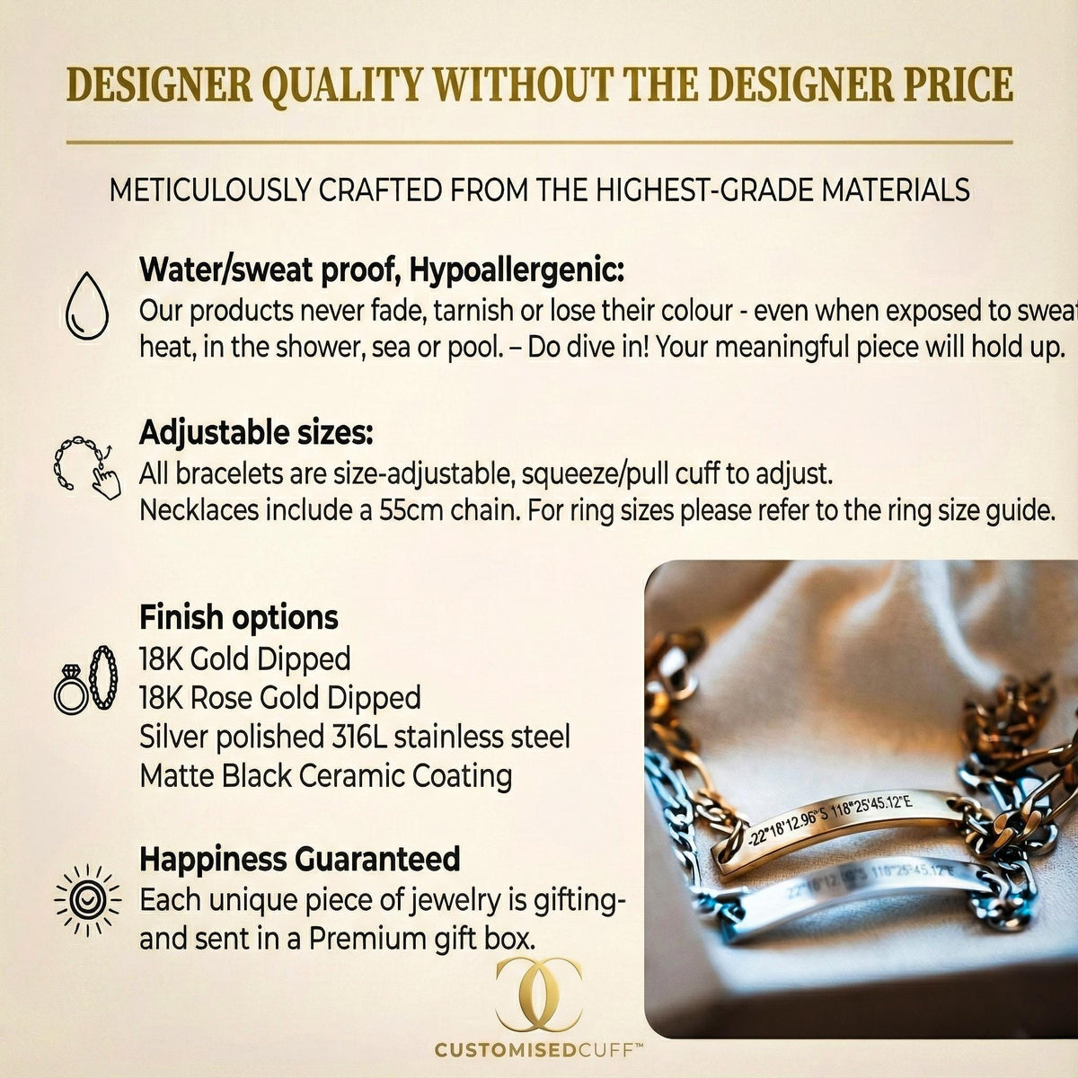 18K Gold-Plated Personalized Matching Couple Cuff Bracelets – Set of 2