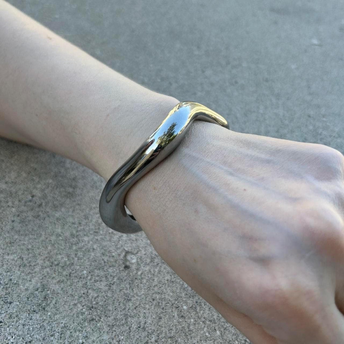 Chunky Silver Cuff Bracelet– Stainless Steel Y2K Grunge Style