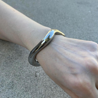 Chunky Silver Cuff Bracelet– Stainless Steel Y2K Grunge Style