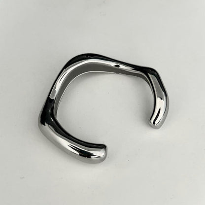 Chunky Silver Cuff Bracelet– Stainless Steel Y2K Grunge Style