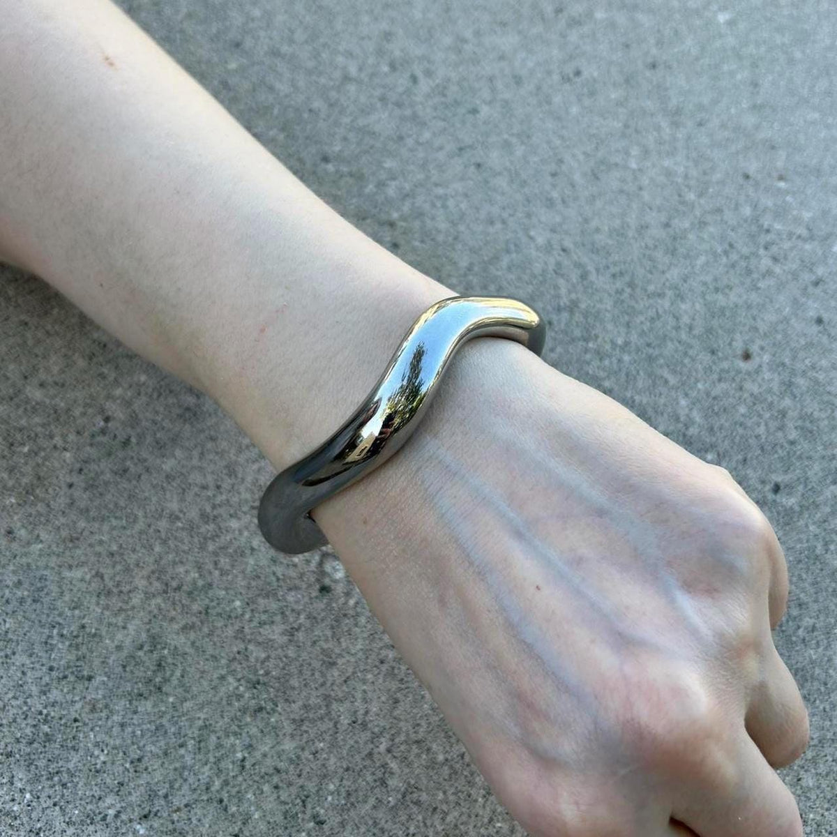 Chunky Silver Cuff Bracelet– Stainless Steel Y2K Grunge Style