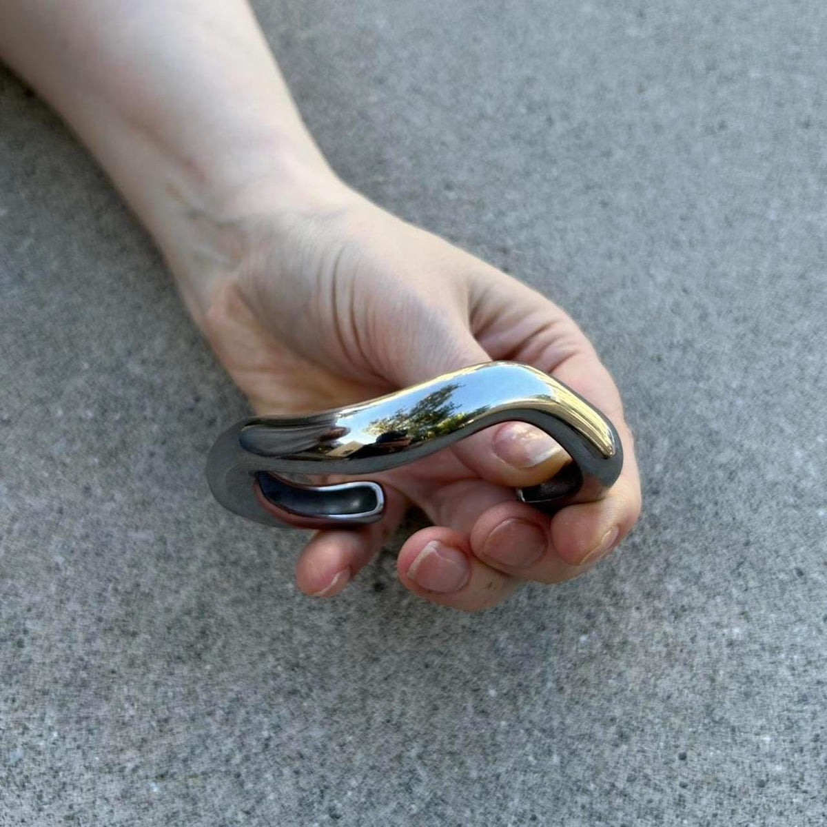 Chunky Silver Cuff Bracelet– Stainless Steel Y2K Grunge Style