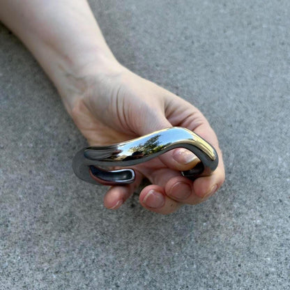 Chunky Silver Cuff Bracelet– Stainless Steel Y2K Grunge Style